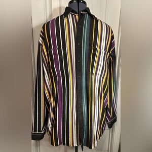 GARAGE Retro vintage grunge Striped Button-Up Shirt Y2K 100% cotton